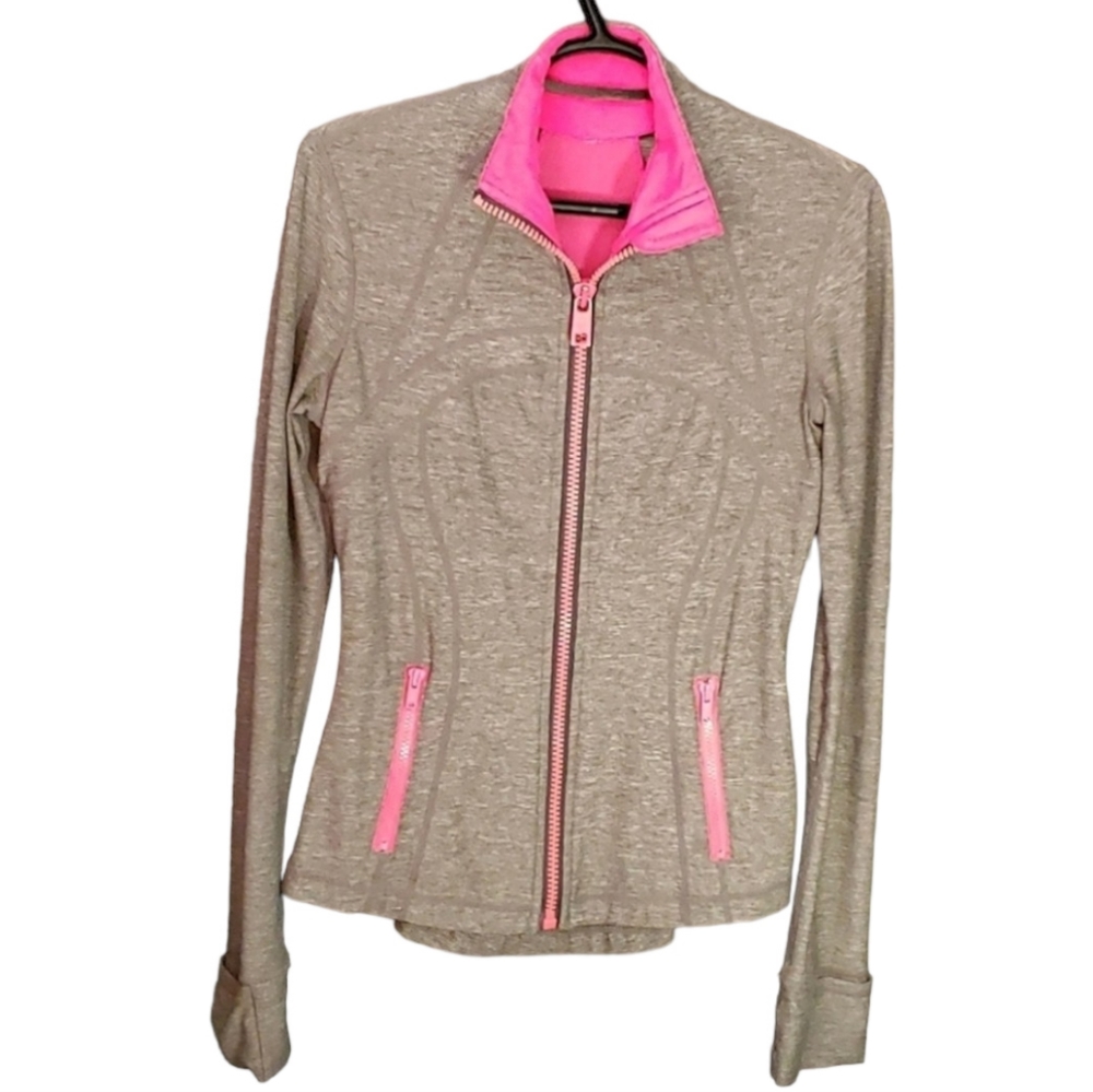 Lululemon Define Jacket with Metal Zipper - Size 6, Grey/Pink